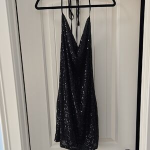 Endless Rose Black Sequin Mini Dress